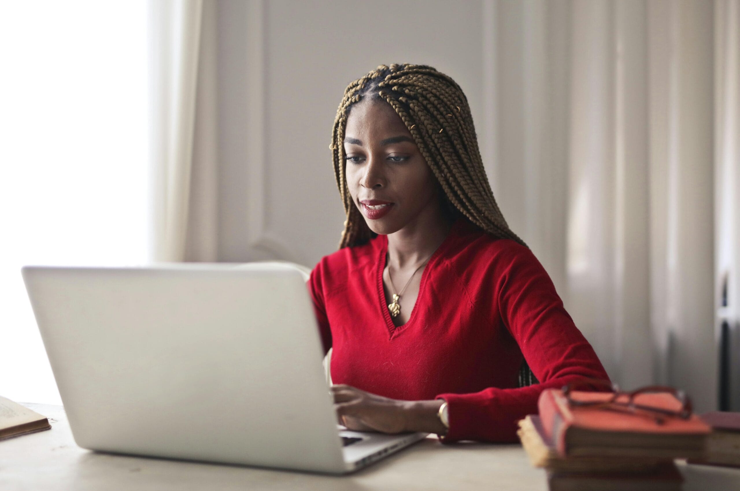 woman working on a laptop computer